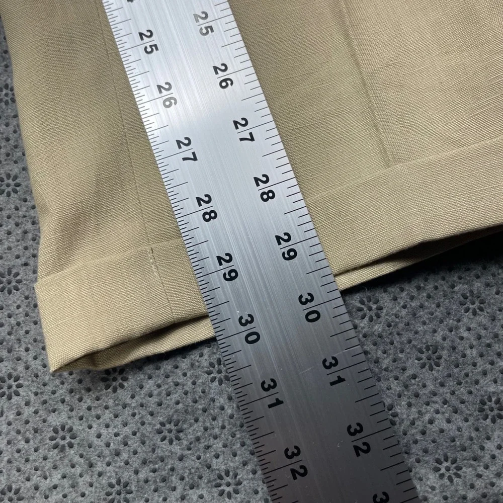 Jos A Bank Mens Tan Beige Pleated Linen Trousers Cuffed Dress Casual Pants 34x30